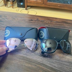 Ray Ban lot of 2 sunglasses purple aviator and black jackie ohh EEUC